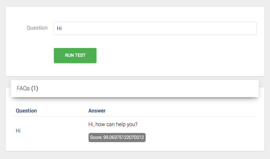 Enter your question and press “RUN TEST” to display the answer FAQ