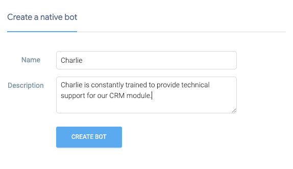 First give your new chatbot a name, and provide the necessary description