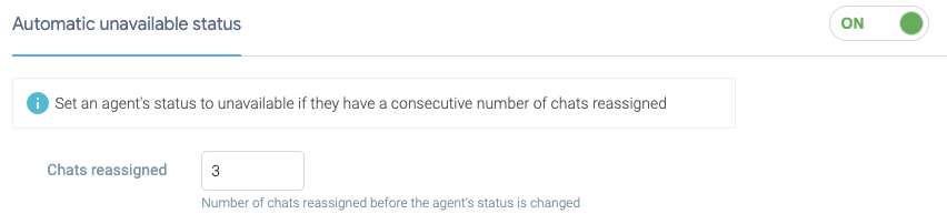 You can automatically place an agent to unavailable status when he misses to serve N consecutive conversations